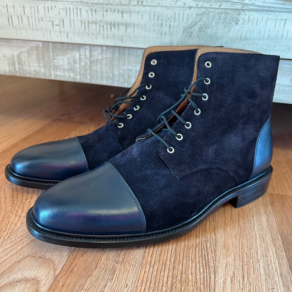 Men's Handmade Italian Leather and Velvet dress boot. NEVER WORN